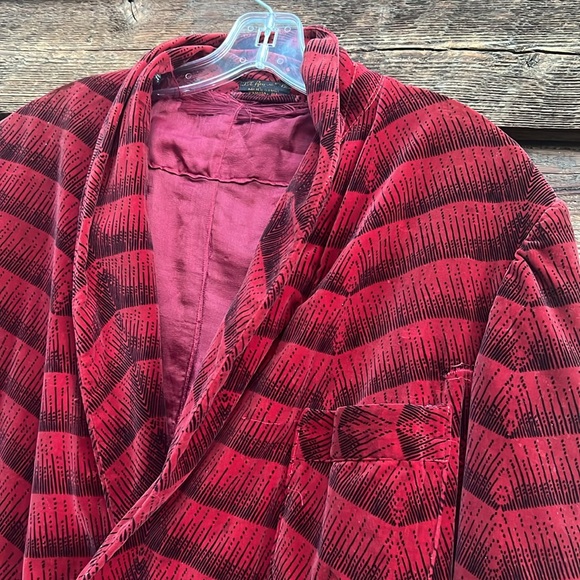 Vintage velvet double breasted house coat belted with tassels - Picture 6 of 15